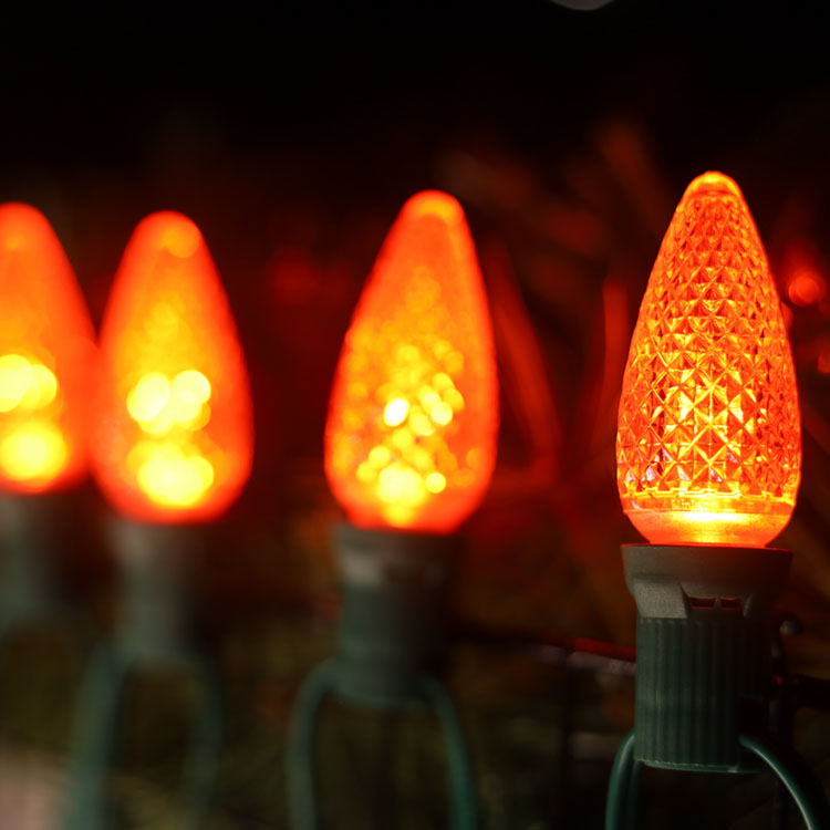 120 В UL C9 E17 Коммерческие оранжевые рождественские лампы с регулируемой яркостью