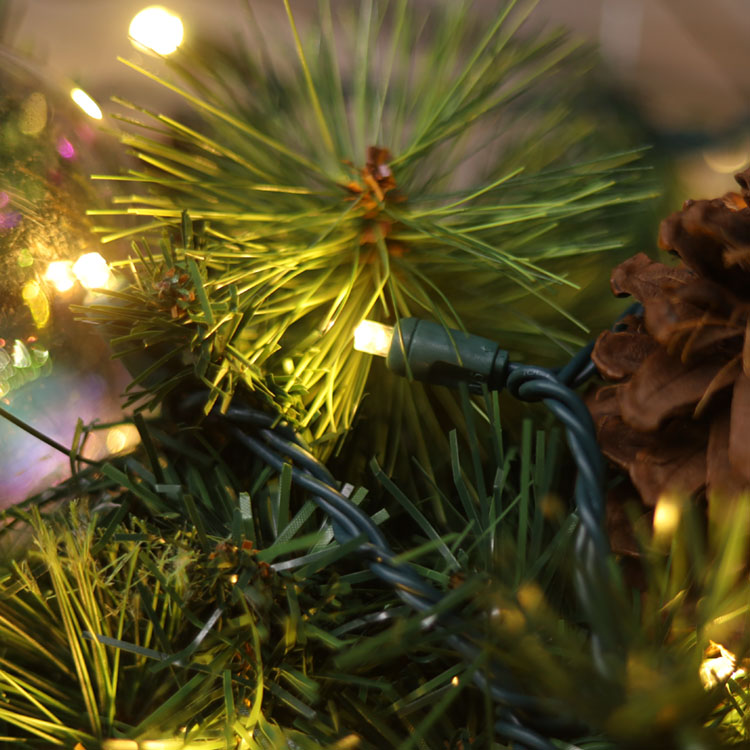 широкоугольная мини-светодиодная гирлянда 5 мм для использования на открытом воздухе, теплая белая строка рождественского света UL