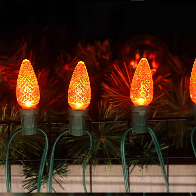 120 В UL C9 E17 Коммерческие оранжевые рождественские лампы с регулируемой яркостью