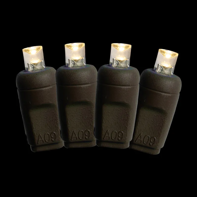 50L 5MM Коаксиальные рождественские гирлянды с расстоянием от солнца 6 дюймов Теплый белый зеленый шнур